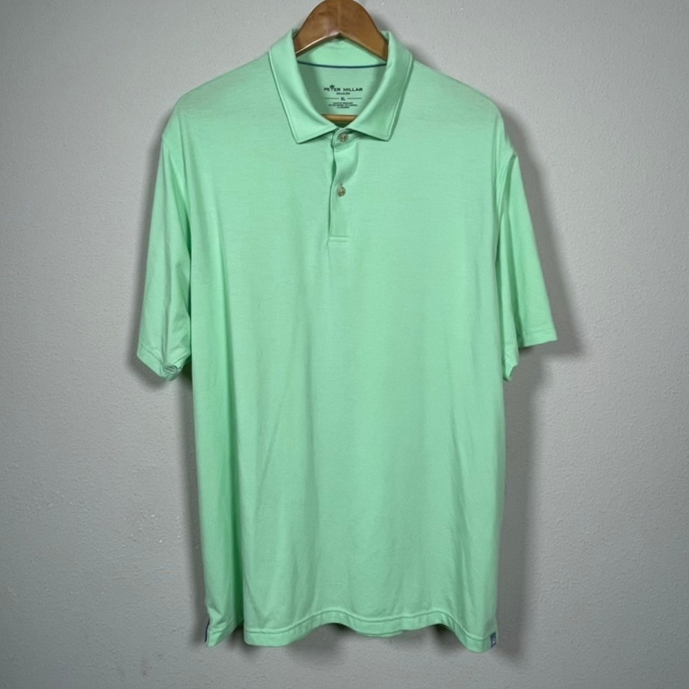 Peter Millar Seaside Polo Men XL Mint Green Performance Lyocell Golf Shirt